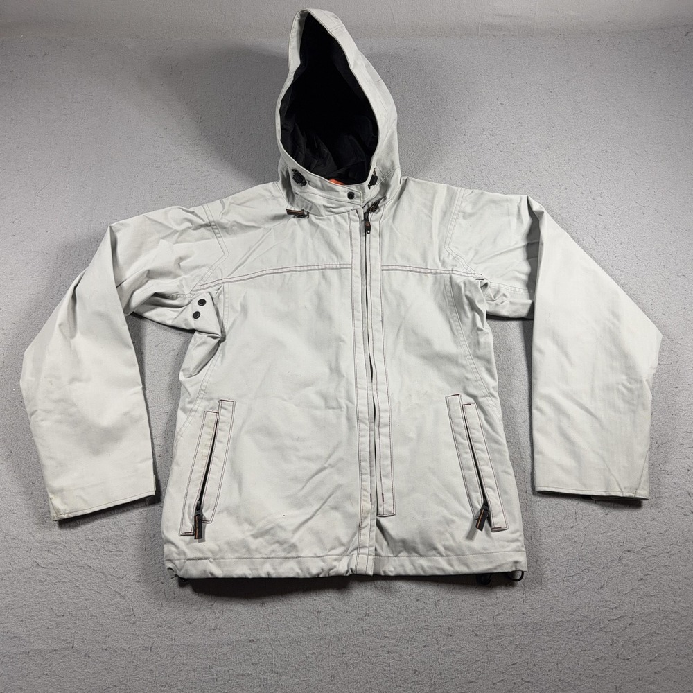 Volcom Transition Jacket Mens Small Gray Hooded Ski Snowboard Water Resistant